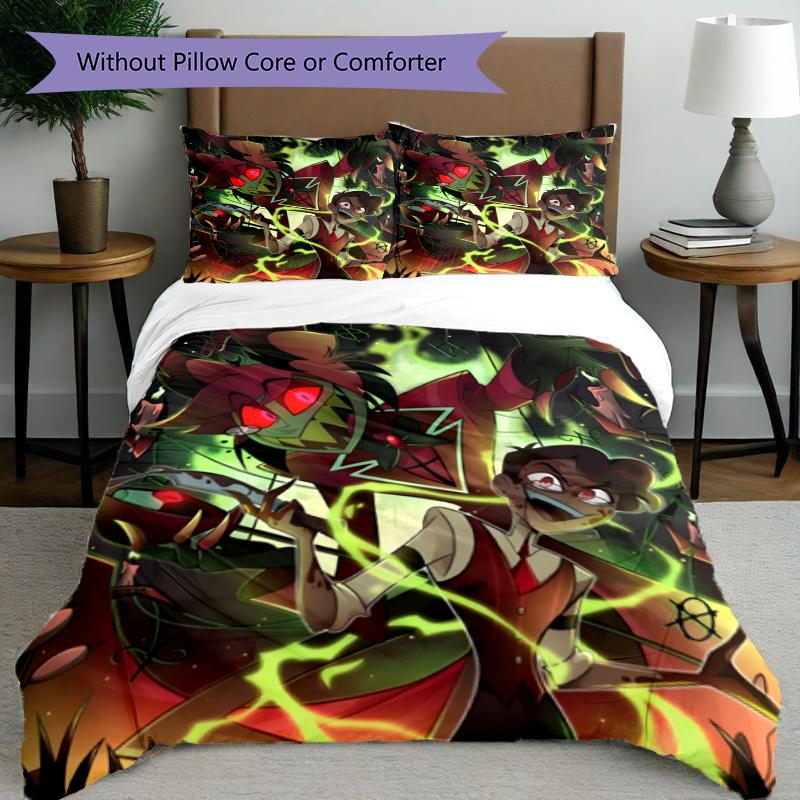 3pcs Duvet Cover Set (1*Duvet Cover + 2*Pillowcase, Without Core), Hazbin Hotel Print Bedding Set, Bedroom Decor, All‑Season, Gift