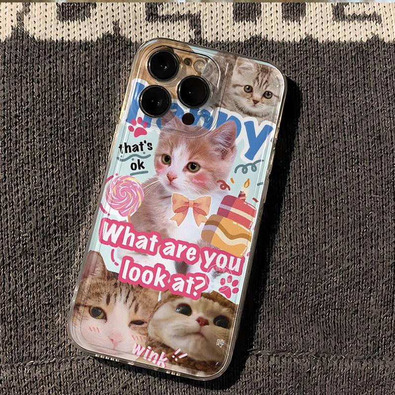 Cute Cat Comic Phone Case For IPhone 13 11 Case IPhone 15 17 13 12 14 16 Pro Max 16 Plus 17 Air Soft Silicone Shockproof Cover
