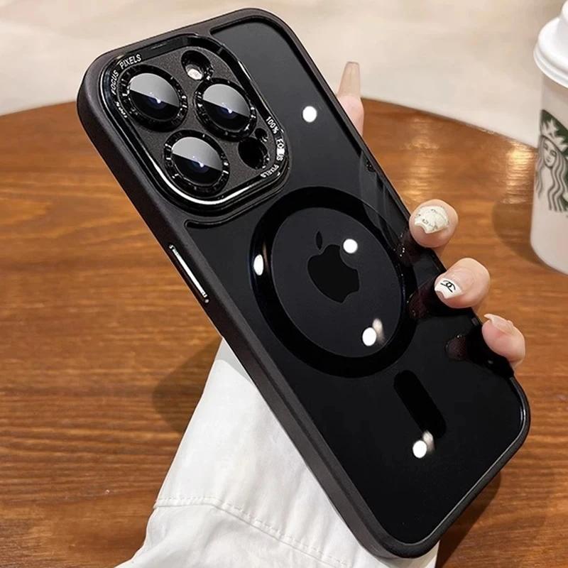 Luxusní transparentní pouzdro na telefon Magsafe pro iPhone 11 12 13 14 15 Pro Max 15 Plus Wireless Charge Hard Back Čirý nárazuvzdorný kryt
