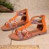 Fashion Aphixta Orange Flat With Sandals Woman Shoes Back Zip Gladiator Beach Shoes Woman Zapatos Mujer Plus Size 43