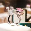 Little Squirrel Pink Diamond Sugar Cube Ring Personalized Haute Couture Design Colorful Treasure Live Birthday Gift