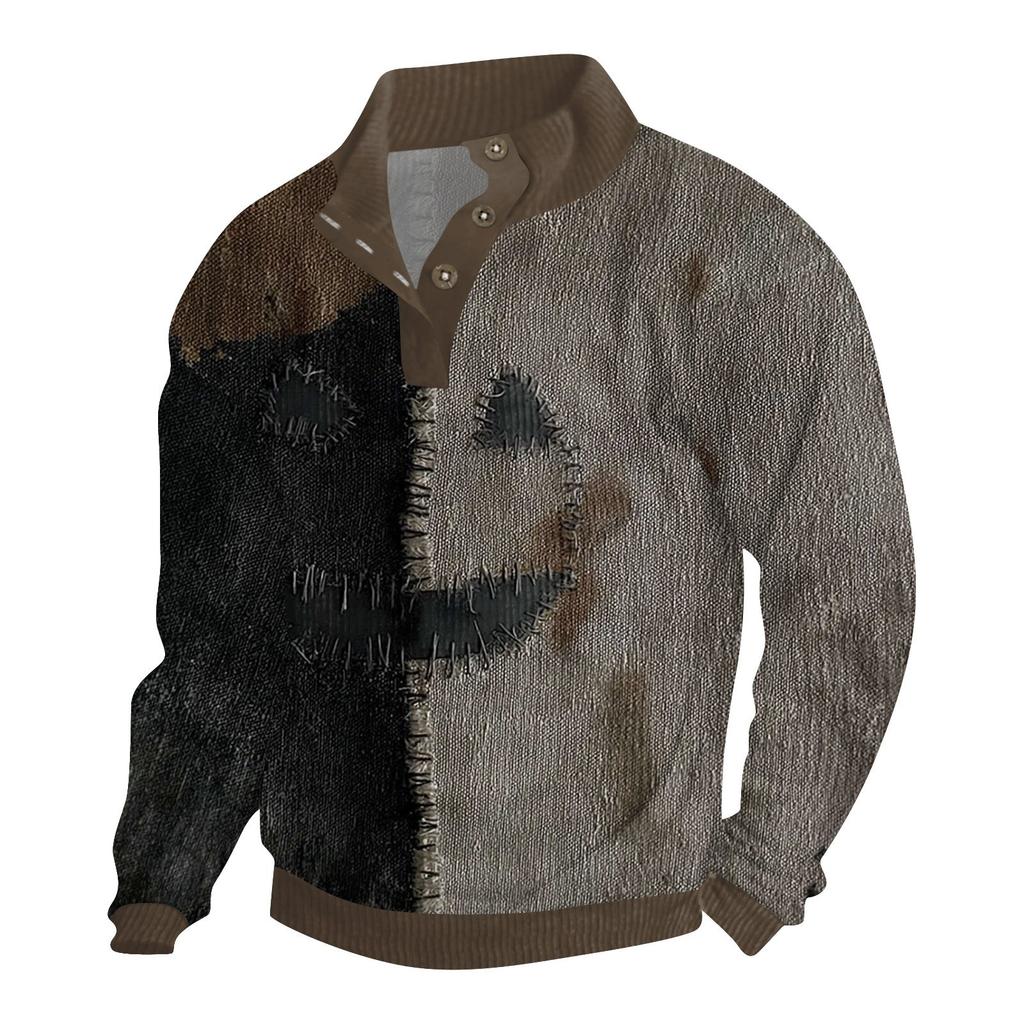 Men's Halloween Printed Corduroy Button Shirt