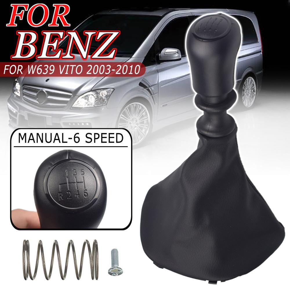 6 Speed Manual Leather Plastic Car Shift Gear Knob Lever Gaitor Boot Cover For Mercedes Benz W639 VITO 2003 2004 2005 2006-2010