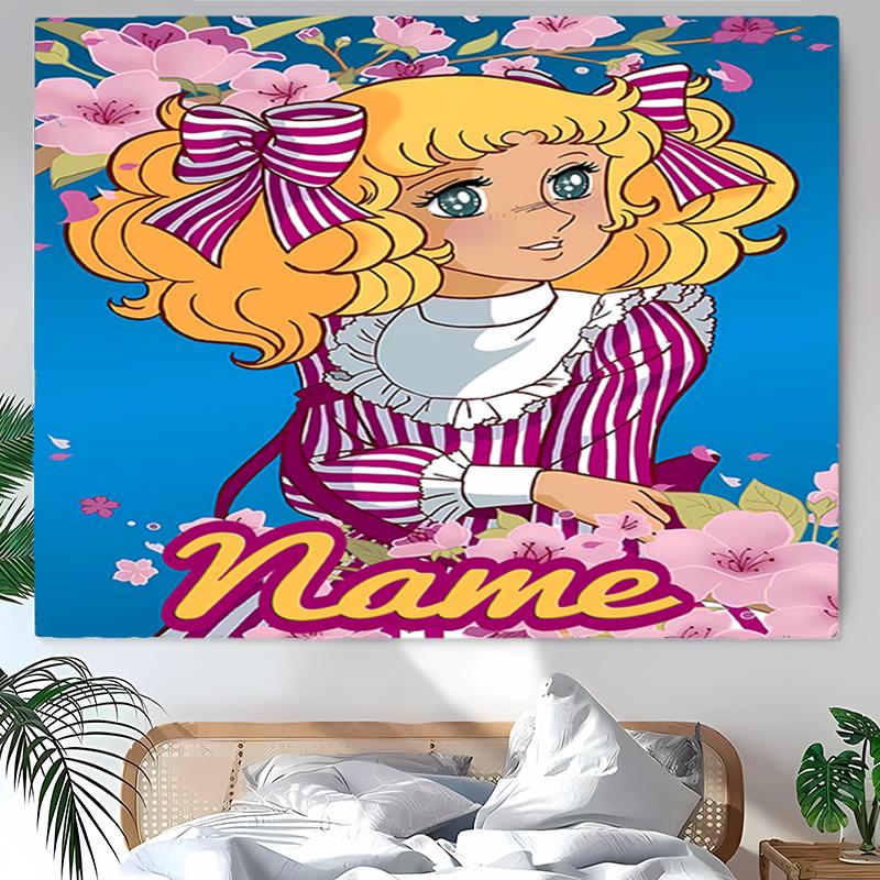 Personalized Candy Candy Background Tapestry,Custom Name Birthday Party,Multifunctional Wall Decoration for Home Decor,Various Occasions
