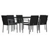 Vidaxl 7-Cz. Garden Furniture Set With Cushions, Polyrattan And Steel