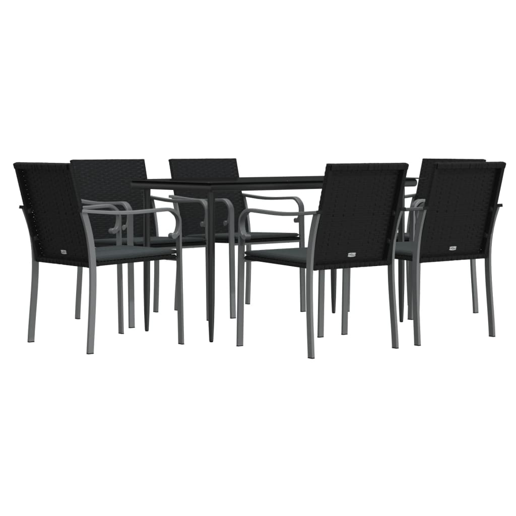 Vidaxl 7-Cz. Garden Furniture Set With Cushions, Polyrattan And Steel