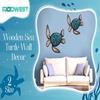 2Pcs/Set Wooden Turtle Wall Hanging Painting Farmhouse Turtle Hanging Decoration Beach Theme Decoration