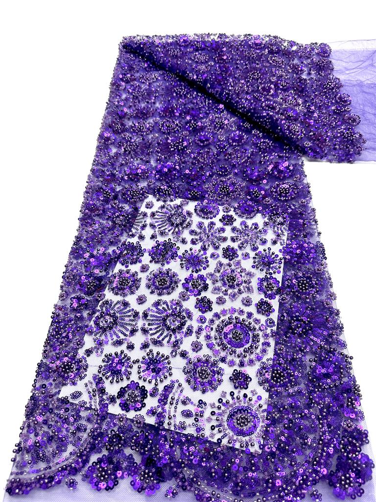 African Tulle Lace Fabric 2026 French Sequins Fabric Sewing Embroidery With Beads Lace Tulle Mesh Nigeria Dress 5 Yards Sewing
