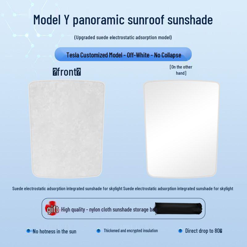 Model Y/3 Suede Sunroof Shade: Tesla Sun Protection & Heat Insulation