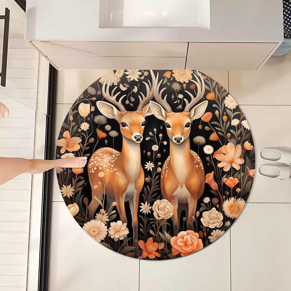 New Chinese Style Sink Floor Mat Round Bathroom Floor Mat Water Absorption and Dirt resistant Bathroom Anti slip Foot Mat Foot Mat