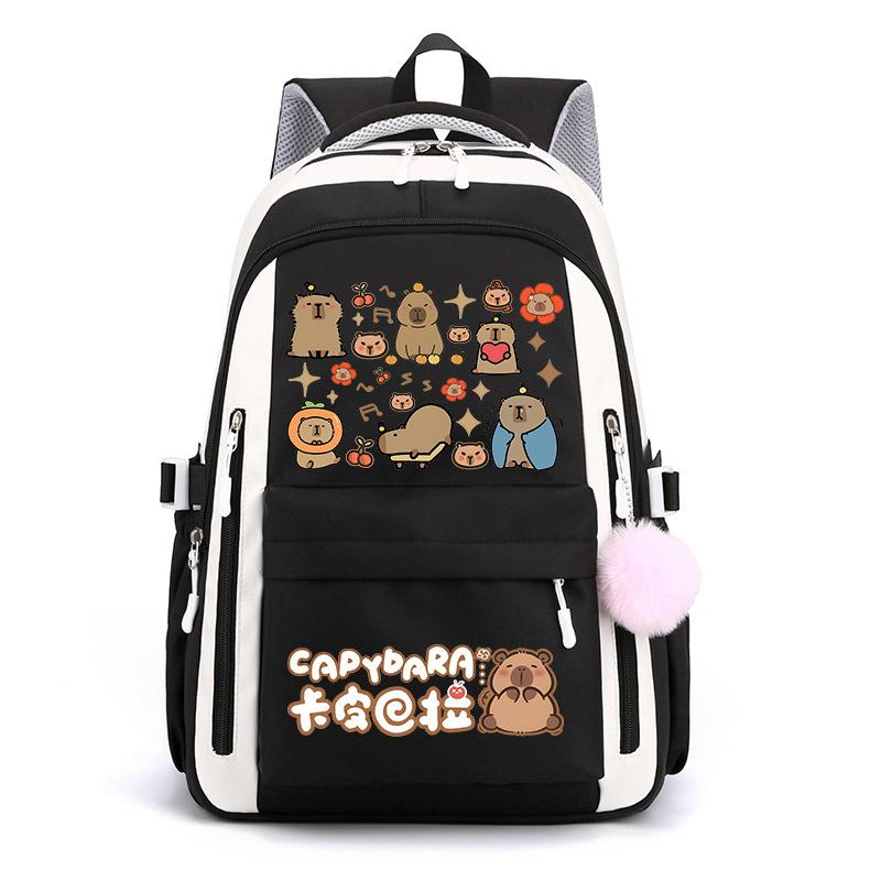 Kapibara Schoolbag New 2024 Ridge Protection Cute Men and Women High Value Cartoon Printing Large Capacity Backpack