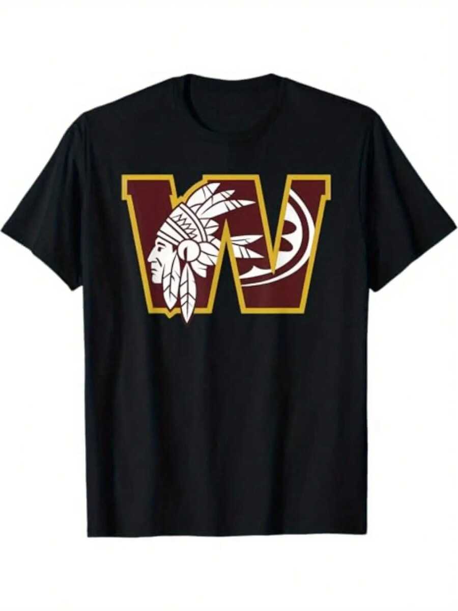 

Ретро футболка с узором из перьев Washington Football, Унисекс футболка с круглым вырезом из полиэстера XXXL