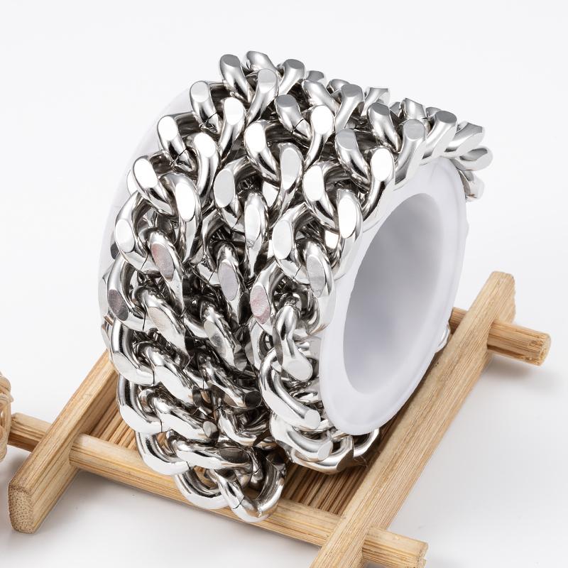 High Quality Heavy 14mm Width Stainless Steel Cuban Chains Super Wide Metal Hip Pop Necklace Hypoallergenic Jewelry Component