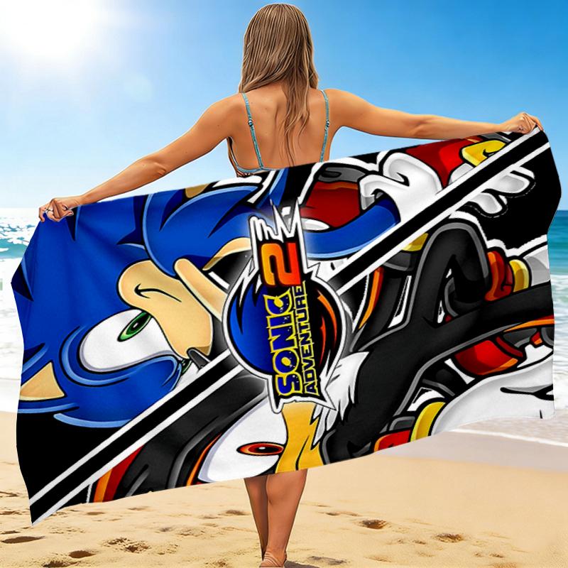 1Pc Sonic Adventure Cover Art Beach Towel, Quick Dry, Multi-Use for Beach Pool Gym Yoga Home Travel, Christmas, Halloween, Xmas Gift M929467