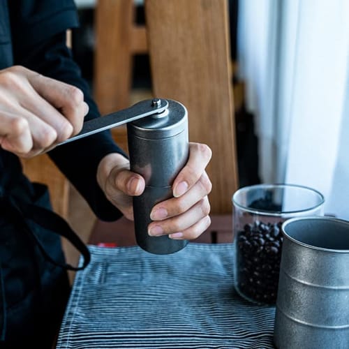 Vintage Inox Coffee Mill, Made in Japan, Hand-Grinded, Ceramic Blade, Stainless Steel, Aged Finish, Shatter-Resistant, Dishwasher Safe [Official Produ