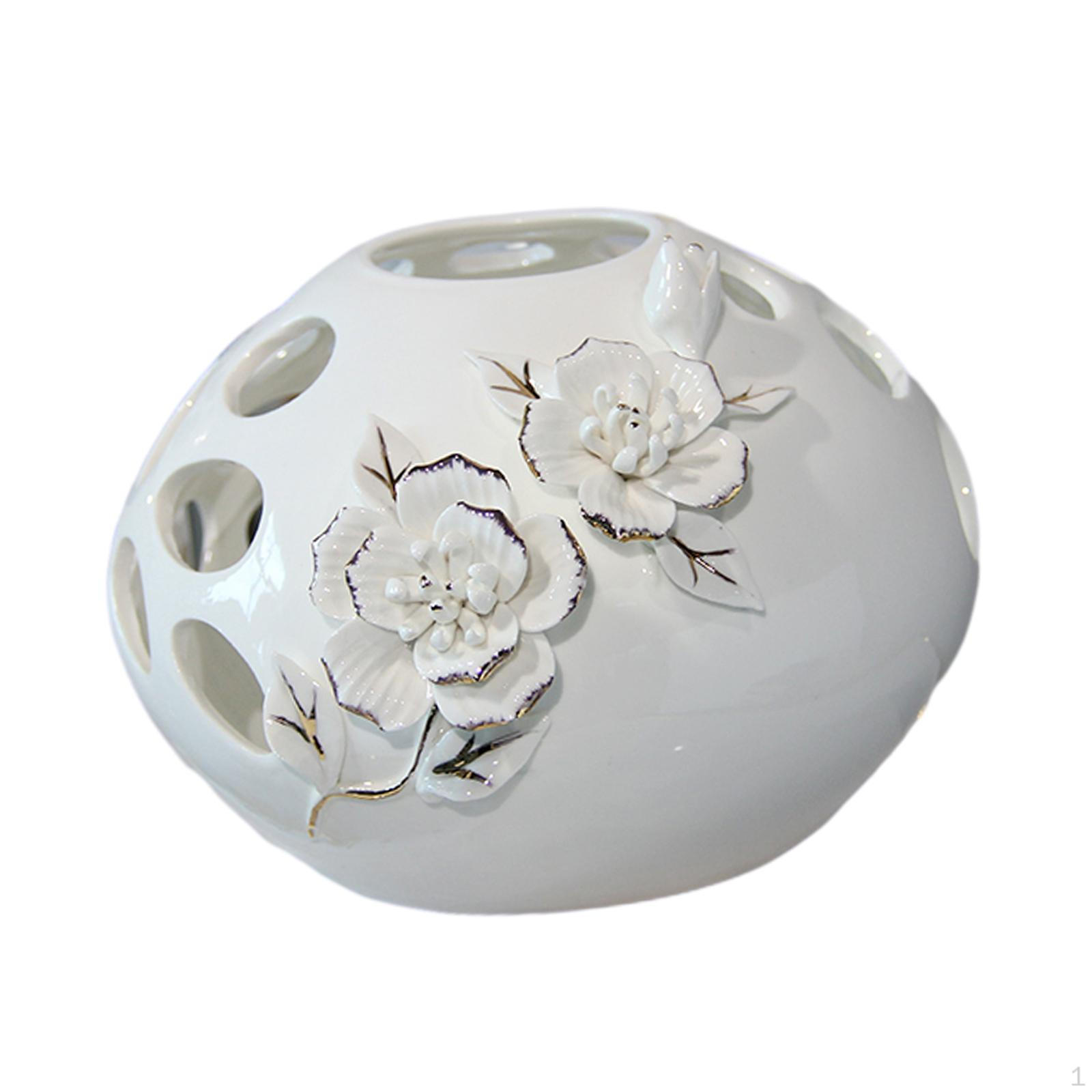 

Елегантна керамічна ваза для домашнього декору - складний квітковий дизайн 19.5cmx14cm