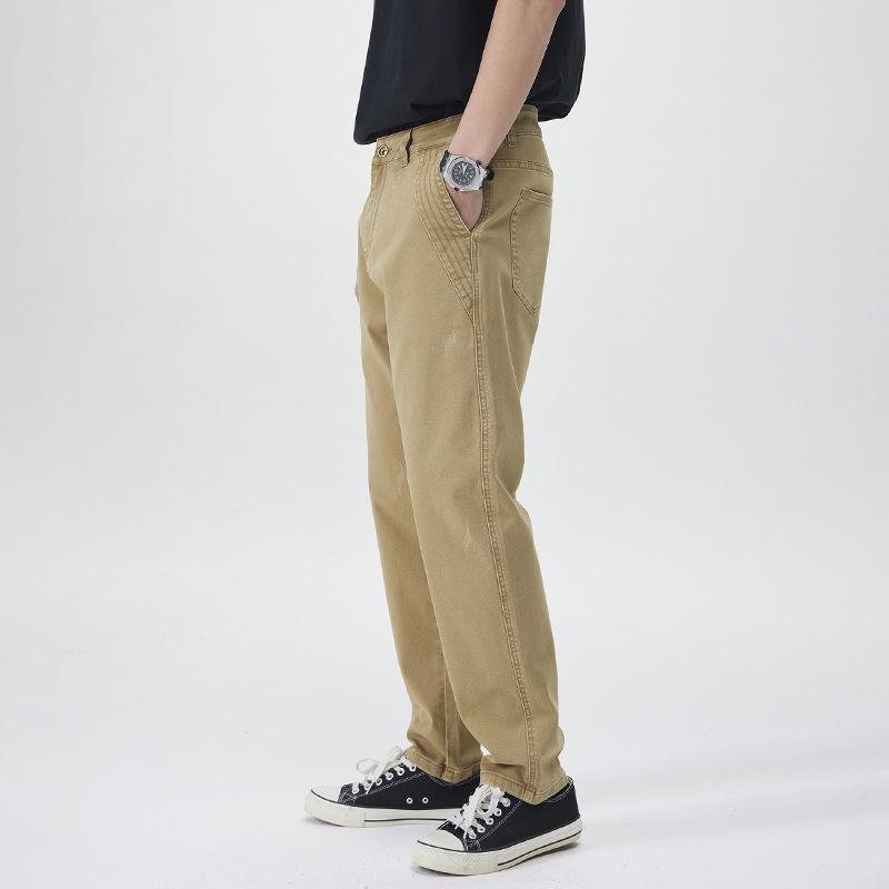 Straight casual pants men's twill loose fashion khaki pants men's American high street vibe drape trousers men