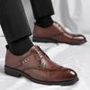 Fashion Brown Pointed Men's Leather Shoes Classic Gentleman Style Daily Leisure Business Party Office Wedding Dress Hot Selling Shoes