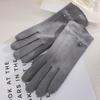 Warm Gloves Single Layer Women's Elegant Lace Houndstooth Outdoor Riding Cold Proof and Wind Proof Touch Screen Autumn and Winter Gloves