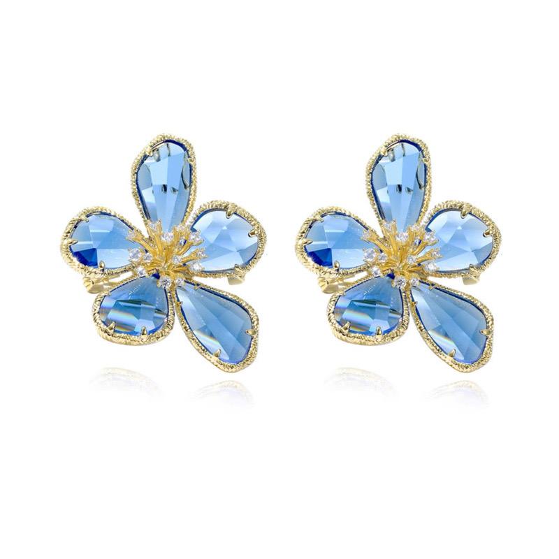 Ins Korea Fashion Crystal Flower Temperament Stud Earrings New Women Earrings Female Jewelry