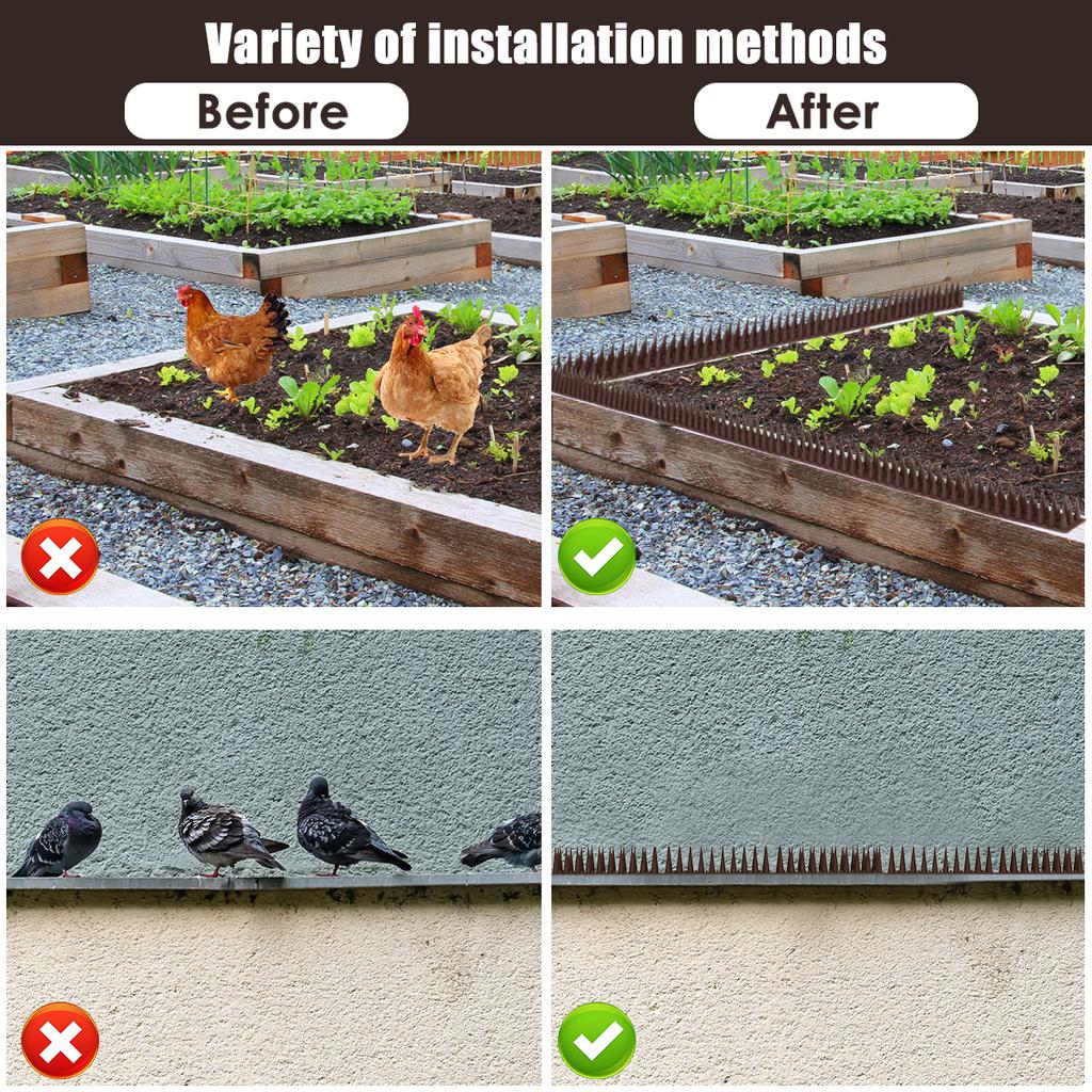 12Pcs Spikes Repeller Cat Mat Bird Repellent Anti Pigeon Deterrent Plastic for Garden Fence Roof Birds Squirrel Spikes
