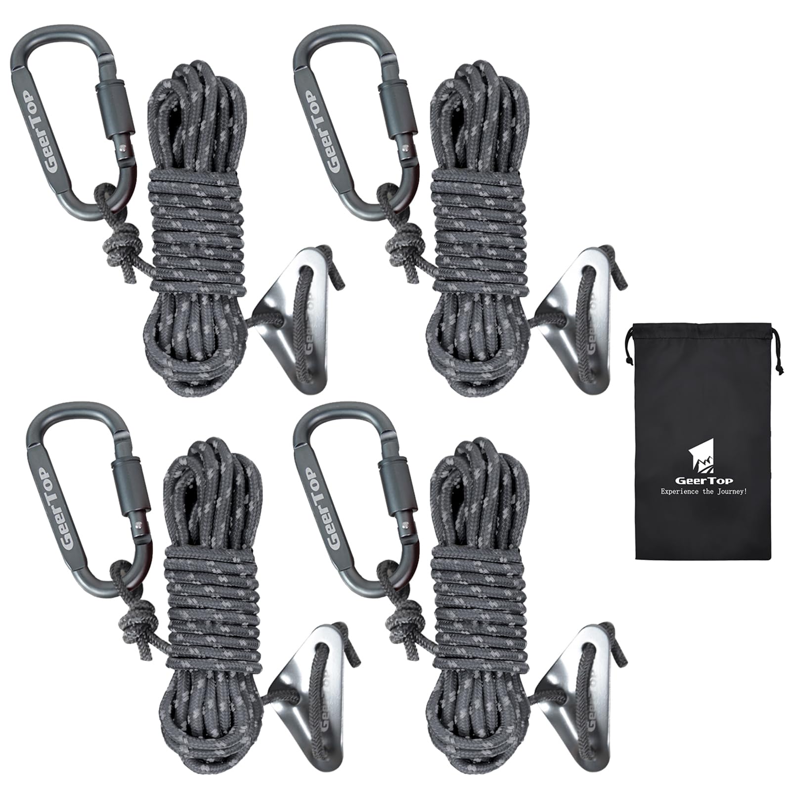 

Geer Top Guy Rope 4mm Tent Rope Paracord Tarp Rope with Canabilla Tension Net Reflective Material Flexible Hardware Load Capacity 260kg Length 4m чёрный