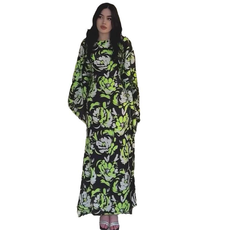 2024 Autumn Women's Bohemian Style Fashion Print Loose Casual Long Dress
