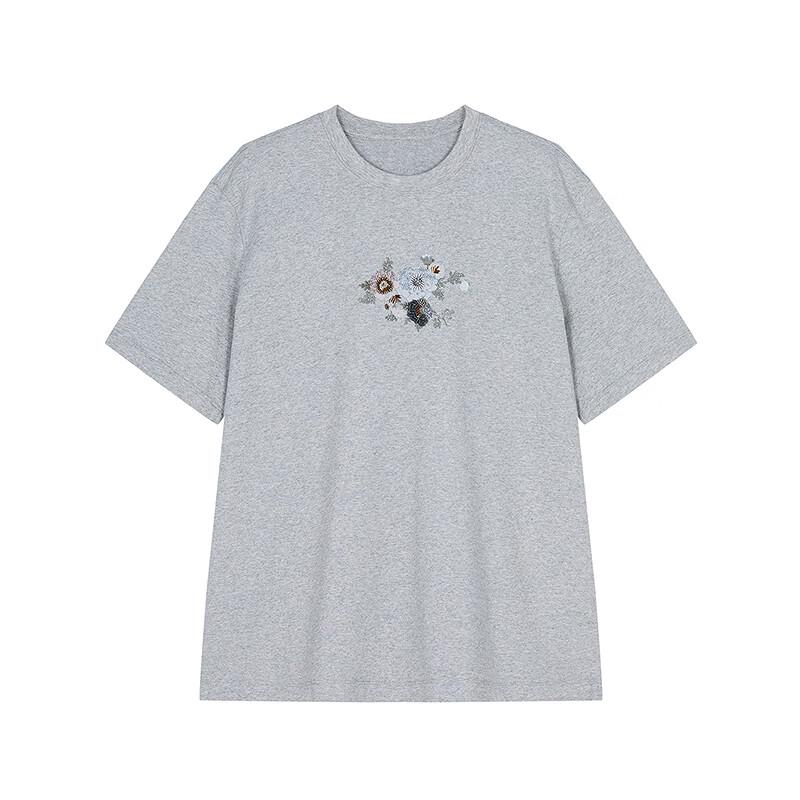 JNBY Women's Loose Beaded Embroidery T-shirt