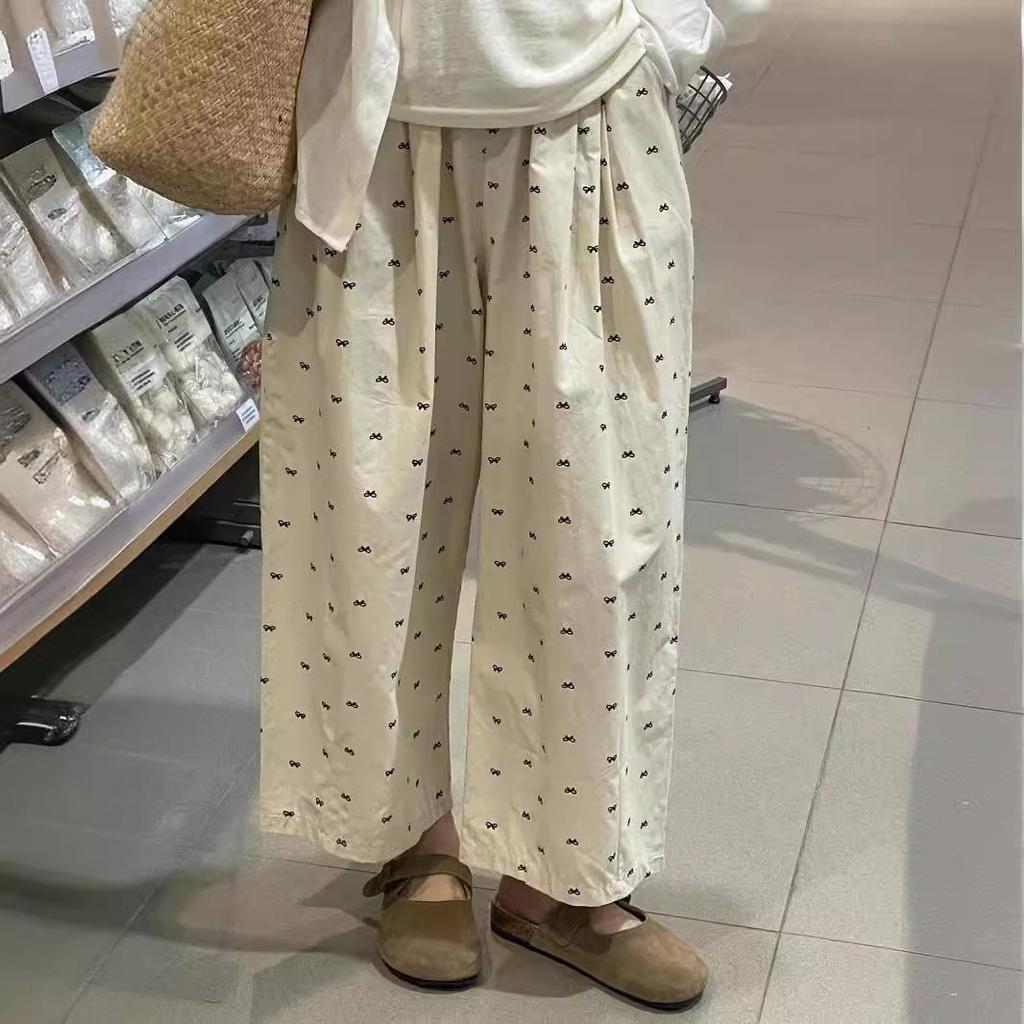 Women's Summer High-Waist Slimming Wide-Leg Bowknot Pants - Plus Size & Petite Options Available