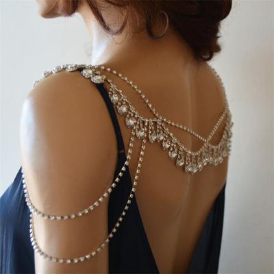 European And American Multi-Layer Rhinestone Fringed Shoulder Chain, Fashion Party Shiny Crystal Pendant, Shawl Body Chain Accessories