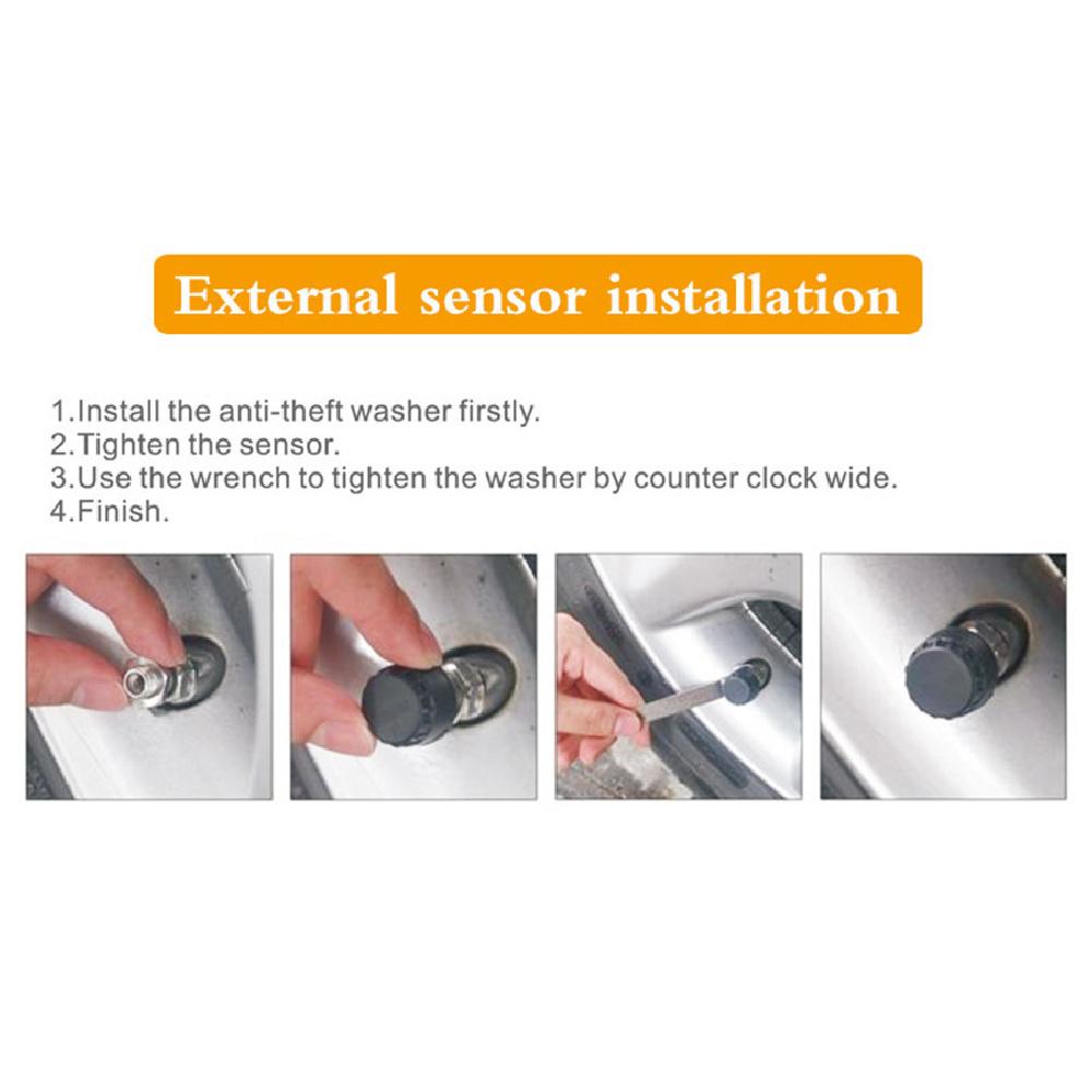 Car Tpms Usb Tire Pressure Monitor Alarm System 4 External Sensor For Android Car Dvd