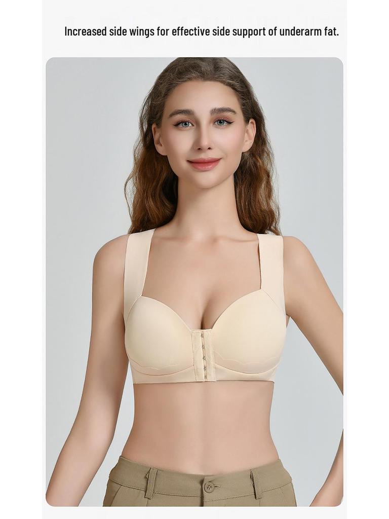 Seamless Front-Closure Anti-Sagging Plus Size Wire-Free Bra with Beautiful Back Design