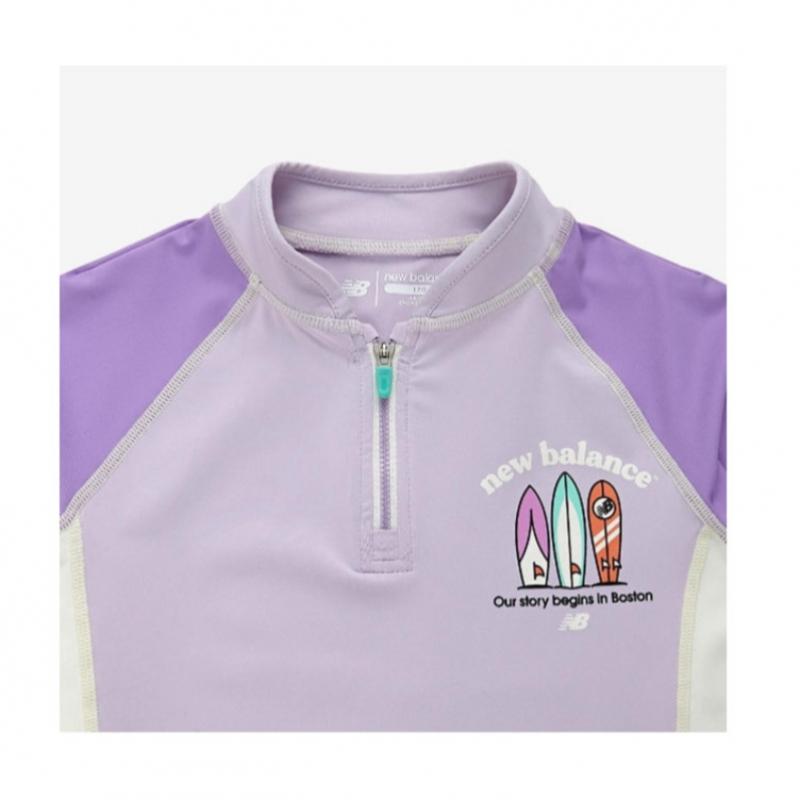 New Balance Kids Long Sleeve Rashguard Half Zip Up Nk9re2103u 88 Swimsuit Set