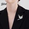 Bird Silhouette Brooch Pin 3D Design Lapel Pin with Cyan-Blue