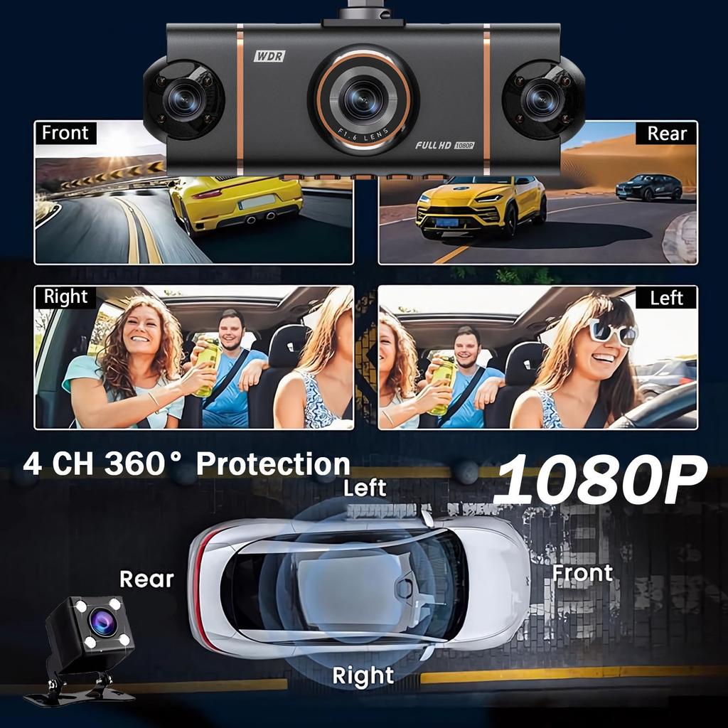 4-Channel 360 Degree Dash Cam For Cars WIFI APP Car DVR 1080P 4 Camera Lens Video Driver Recorder Rear View Camera for Vechile