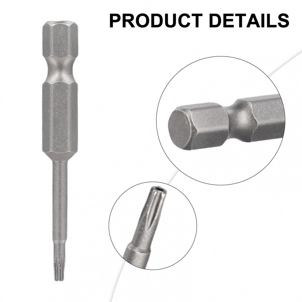 Magnetic Five Point For Torx Bit 50mm 14 Hex Shank with Hole for T8 T40 Sizes