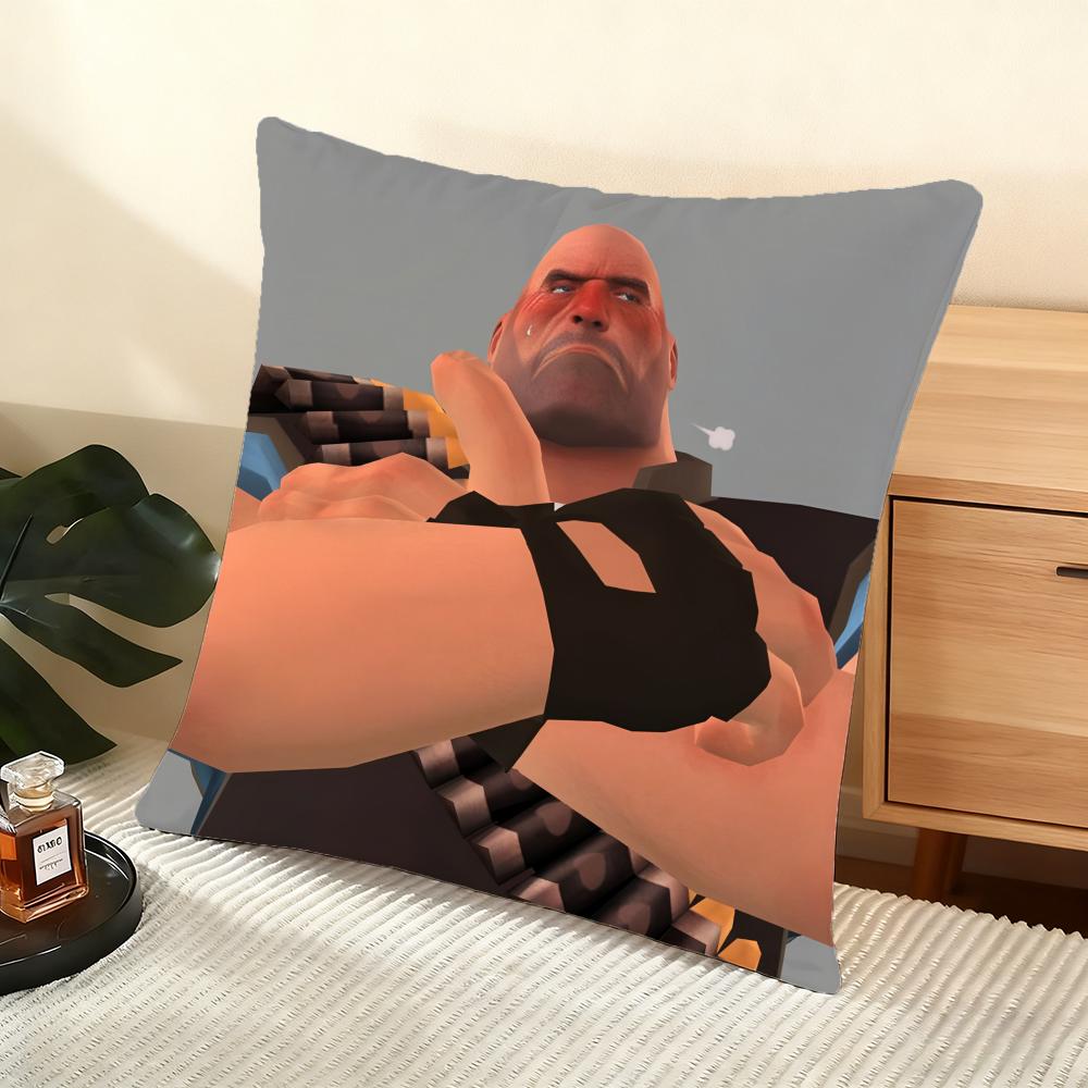 T-Team F-Fortress 2 Cushion Cover Soft Short Plush Pillow Cover Smooth Cozy Texture Aesthetic Cushion Case Home Decor