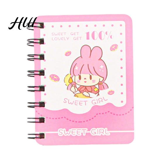 Portable Notebook Mini Cartoon Spiral Notebook, 80 Pages Pocket Small Smooth Page Turning Journal for Study Notes Cute Diary