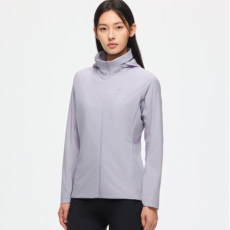 Anta Champion Outdoor Series Однотонная куртка с капюшоном на молнии, удобная, дышащая, женская куртка, серо-туманно-пурпурная, 162520612-1