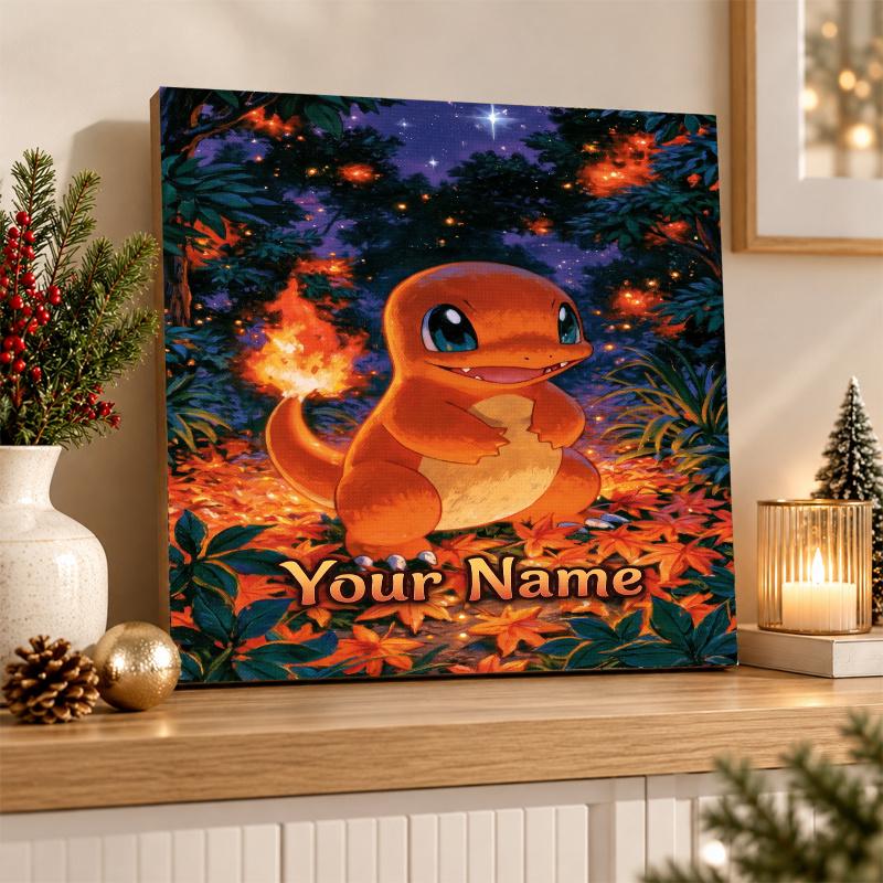 Charmander Custom Name Diamond Painting Personalized 5D Full Drill DIY Diamond Art Home Decor