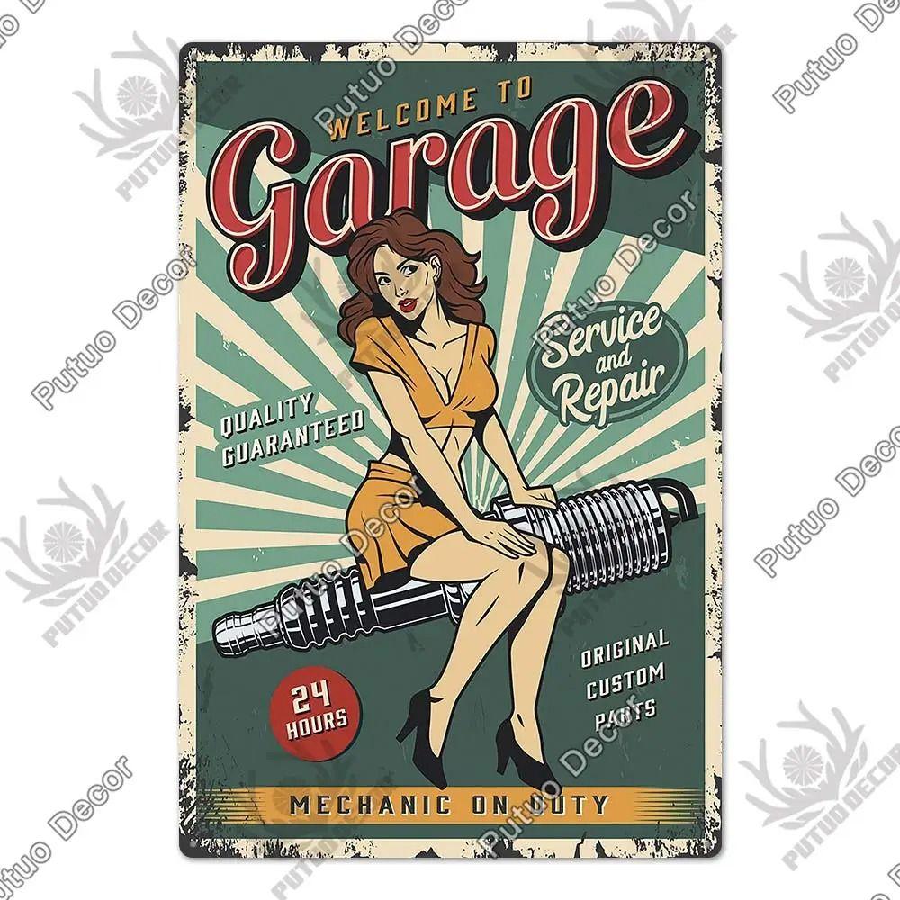 Metalowy Znak Ścienny Garage Bar, Tabliczka Dekoracyjna Wnętrza Samochodu 20x30cm