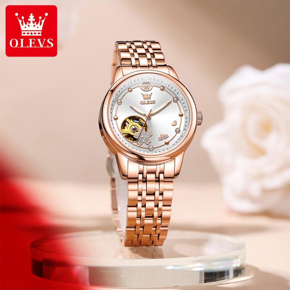 OLEVS Brand New Hollowed Out Ruby Mechanical Watch Waterproof Women's Watch Female 6732