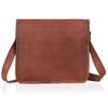 Goat Leather Messenger Bag: Personalized Tablet Satchel, Brown Crossbody