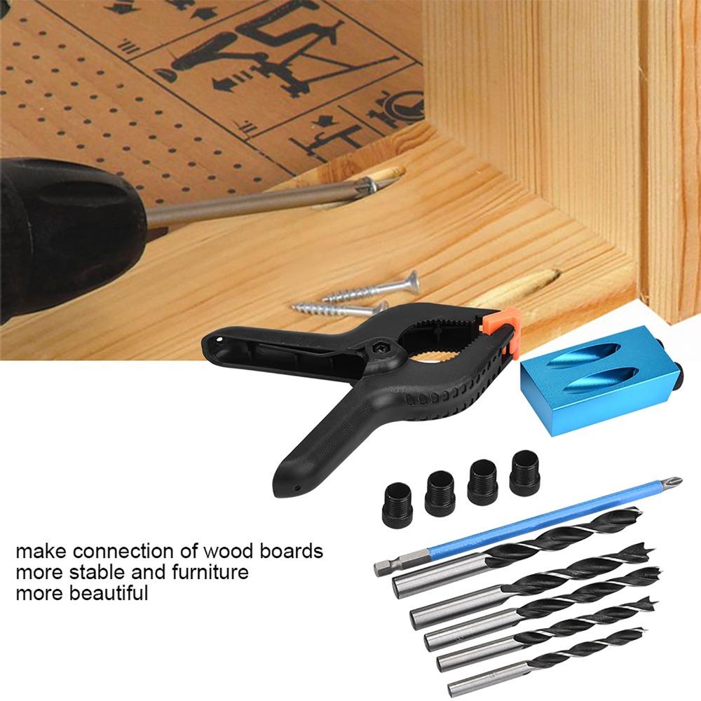 34pcs 15° Drilling Angle Pocket Hole Jig Kit Oblique Drill Positioner For Carpenters