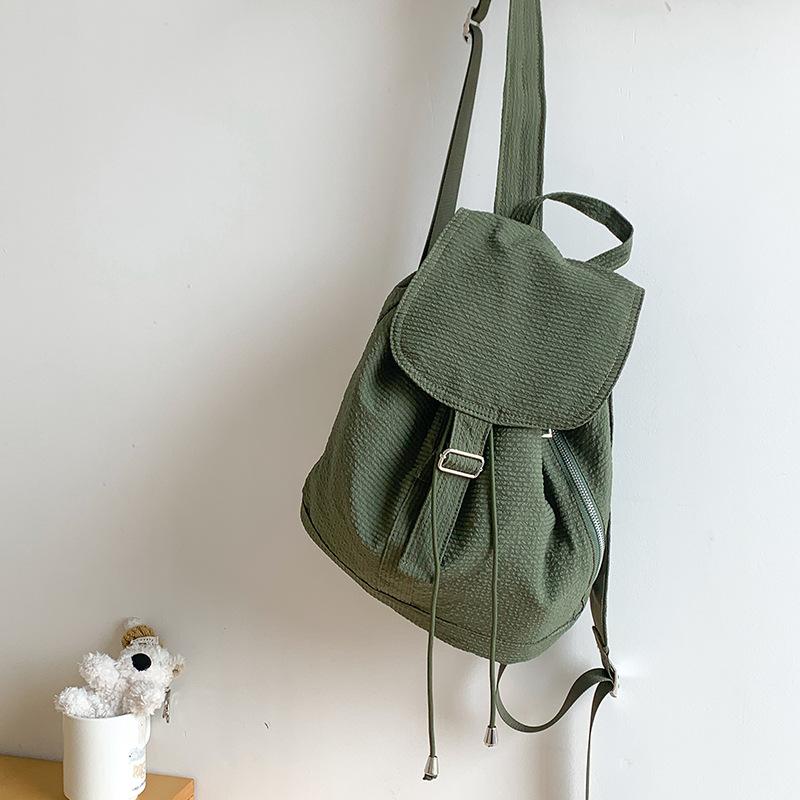 

Summer Korean Version New Plaid Niche Nylon Backpack for Women s Artistic Leisure Travel Lightweight Student Backpack армія зелений колір