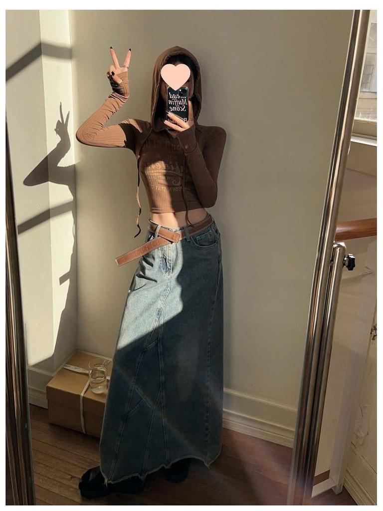 American Wasteland Style Y2K Women's Jazz Dance Hooded Knit Sweater