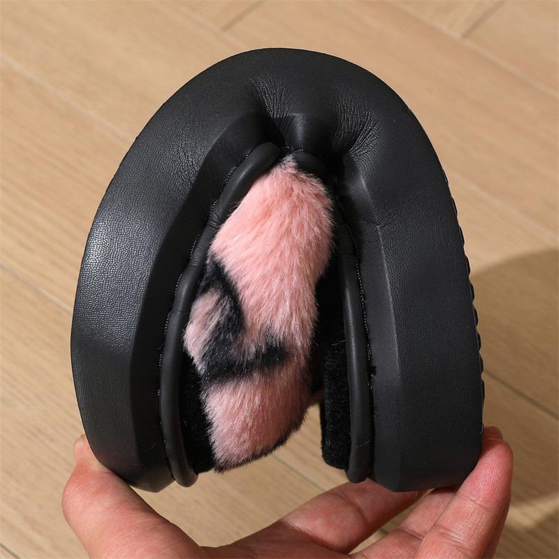 New autumn fluffy slippers women's thick bottom opening household indoor non-slip home plush cotton slippers