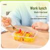 WS Disposable 650ml 2-Compartment Rectangular Food Containers with Lids