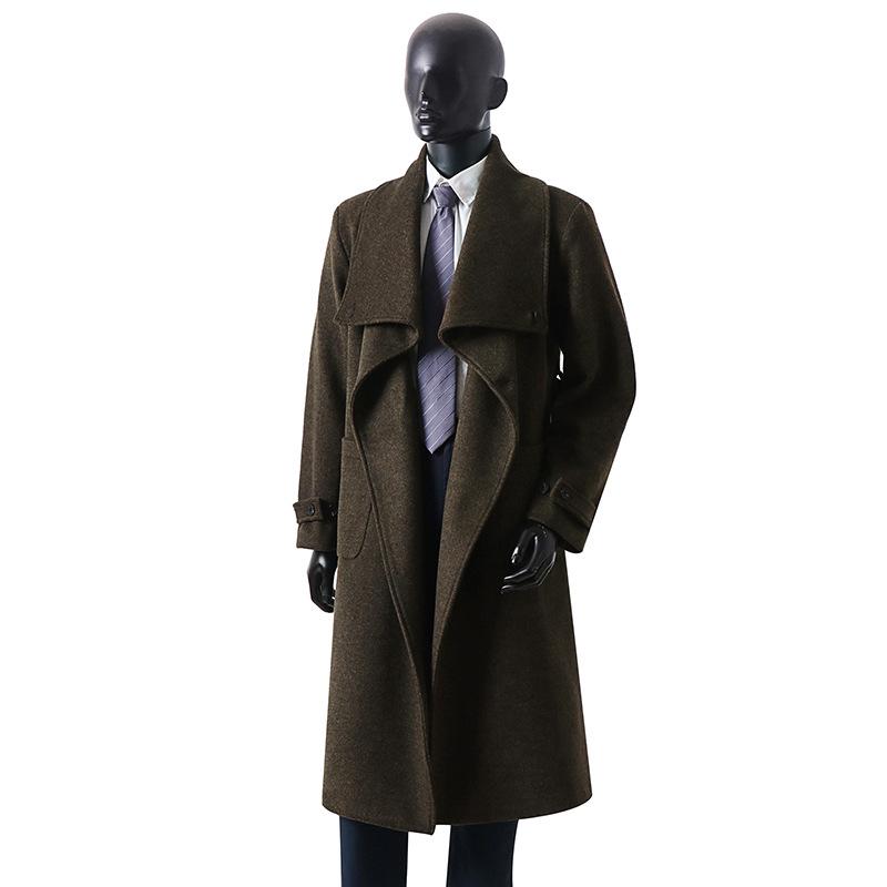 

Men s Luxury Cashmere Overcoat - Long, Plus Size, Loose Fit, Lapel Style 7XL moss зелений колір