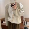 Solid Color Knitted Cardigan Women's Autumn and Winter New High-end Temperament Soft Waxy Loose Lazy Wind Sweater Jacket